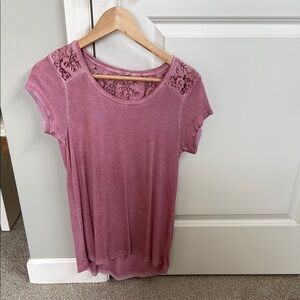 Elegant Pink Lace Detail Women's Top